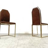 Vintage brass dining chairs by Belgo chrom, 1970s