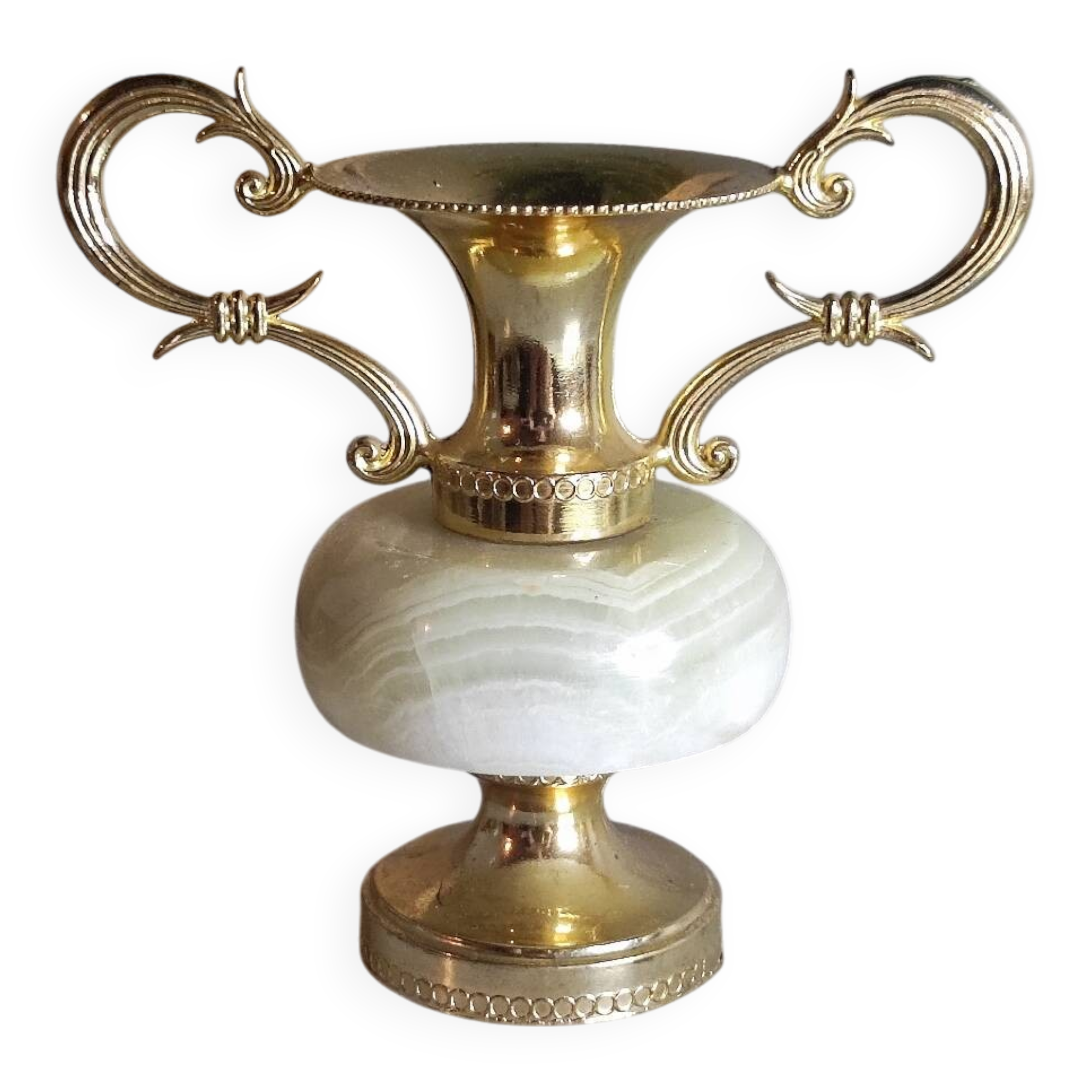 Small brass and alabaster vase