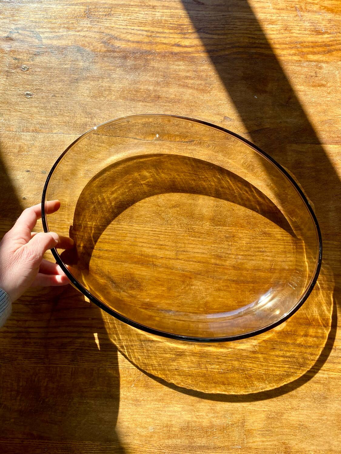 Large 70's smoked glass oven dish