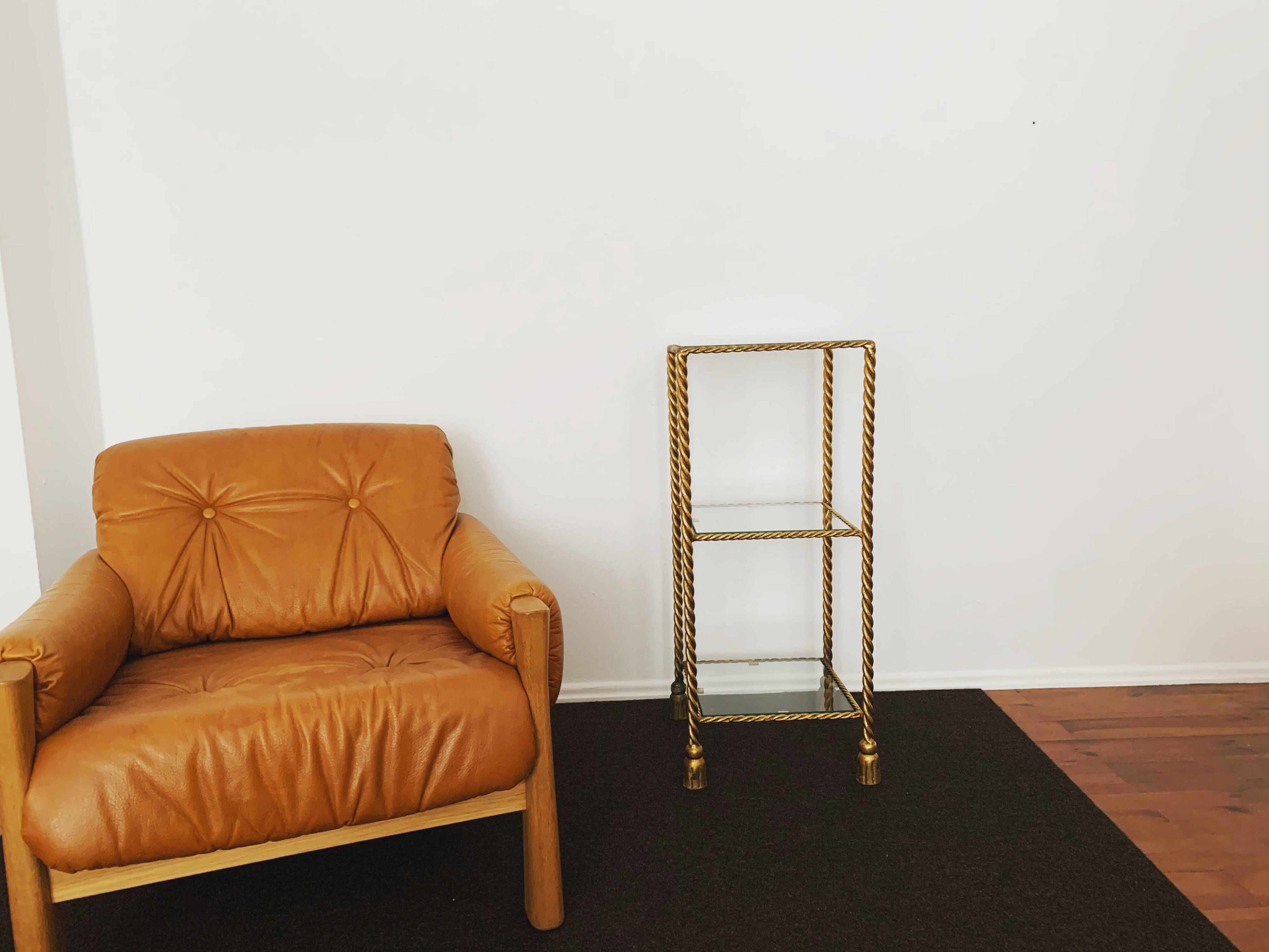 Gilded Italian Hollywood Regency Metal Shelf by Hans Kögl