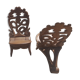 Pair of solid mahogany armchairs from Madagascar, circa 1950