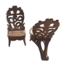 Pair of solid mahogany armchairs Madagascar around 1950