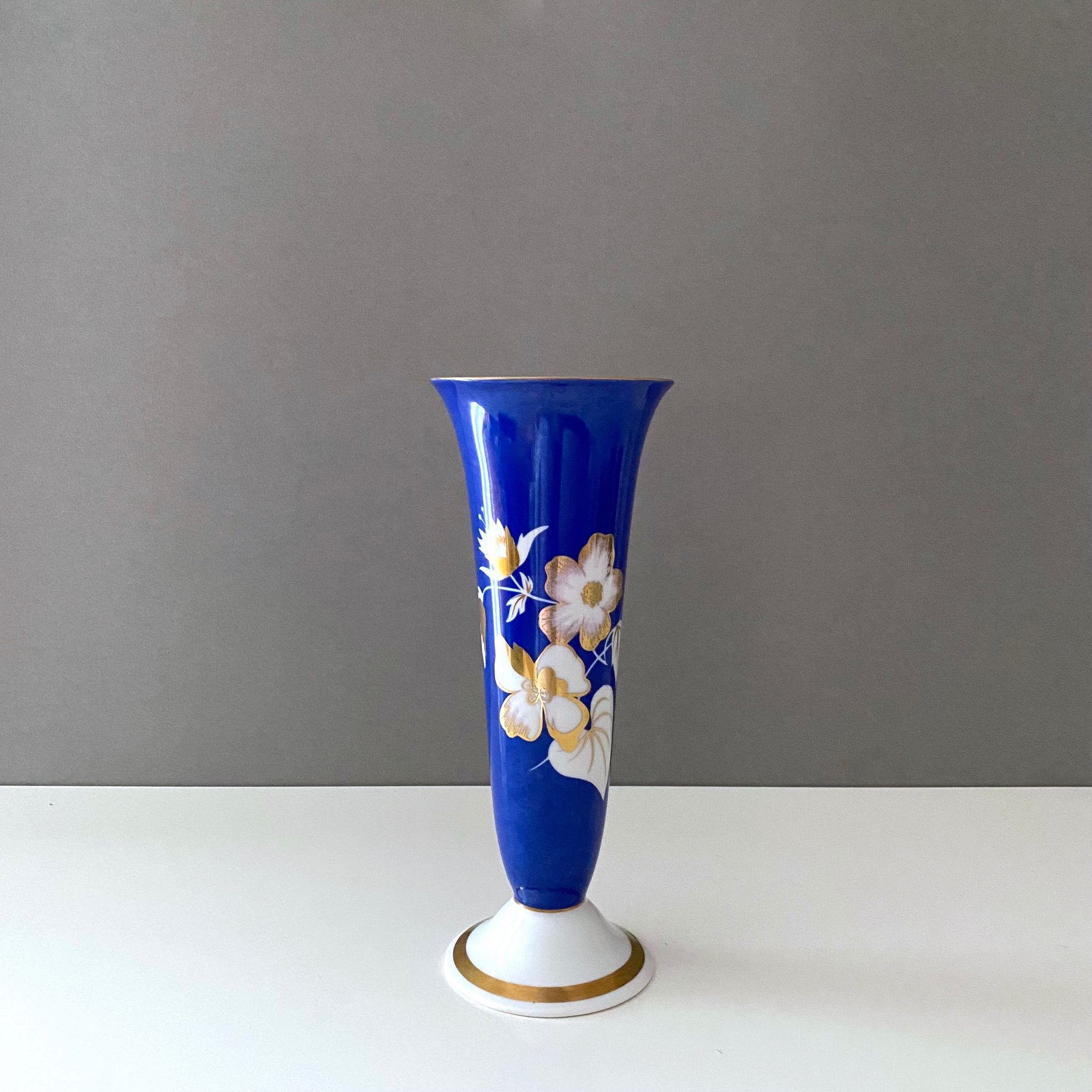 Art Deco Porcelain Vase Königszelt with Gold Decoration, Hand Painted