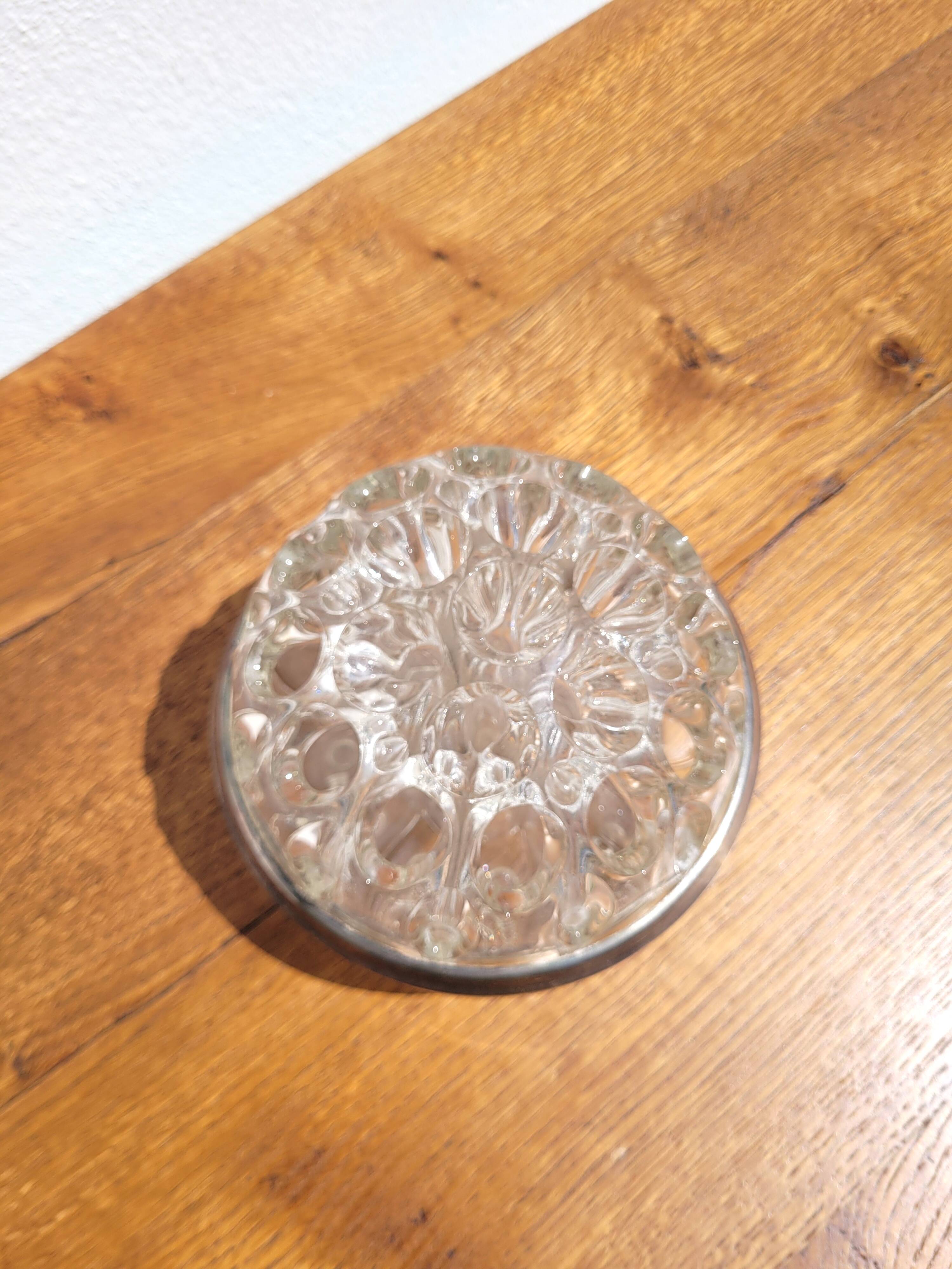 Large flower spike in glass and silver metal