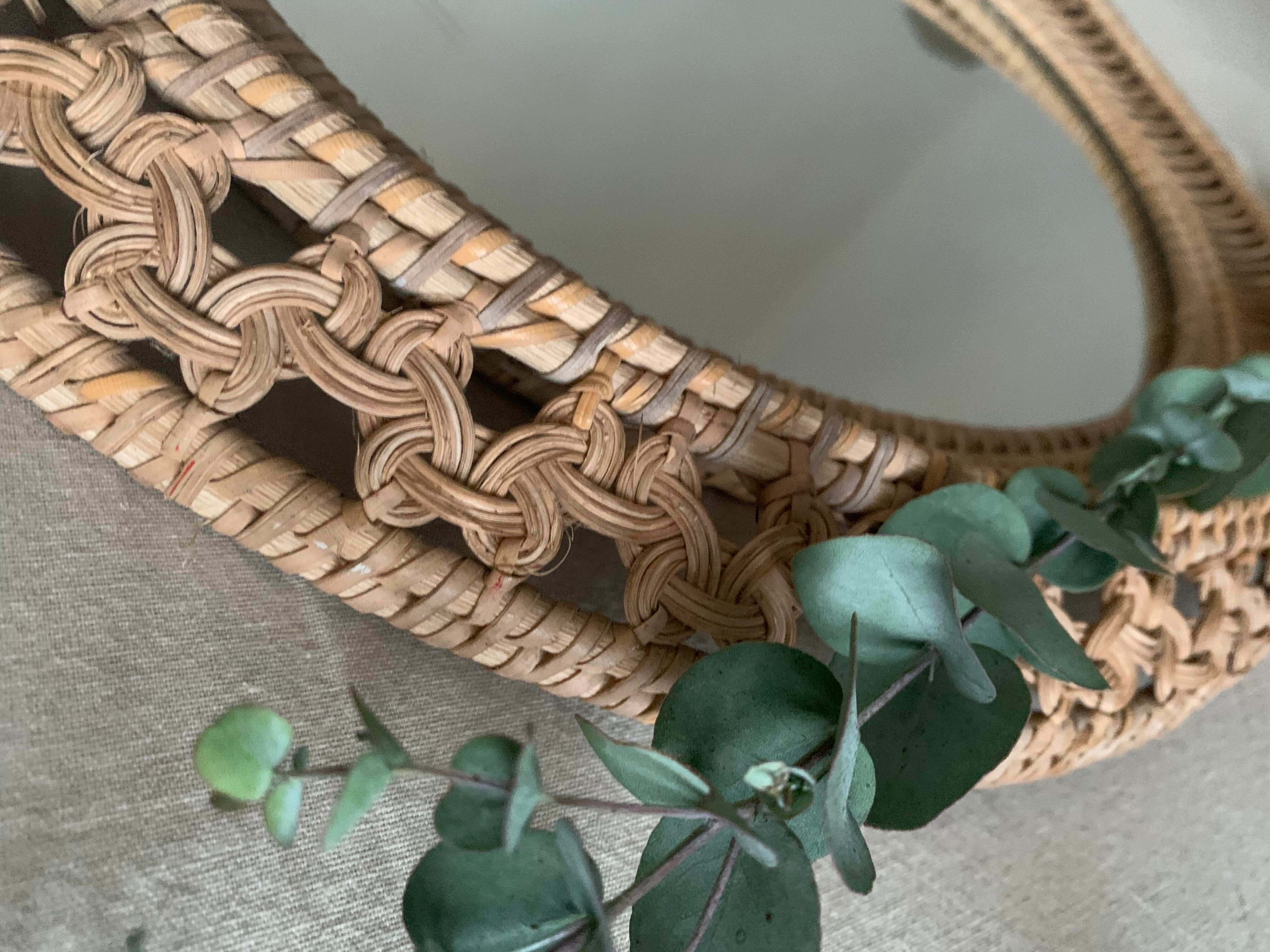 Vintage wicker mirror