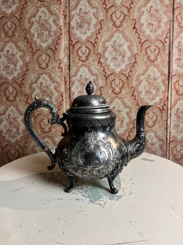 Silver-plated metal coffee and tea pot