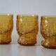Set of 6 amber glasses, frosted effect, vintage French