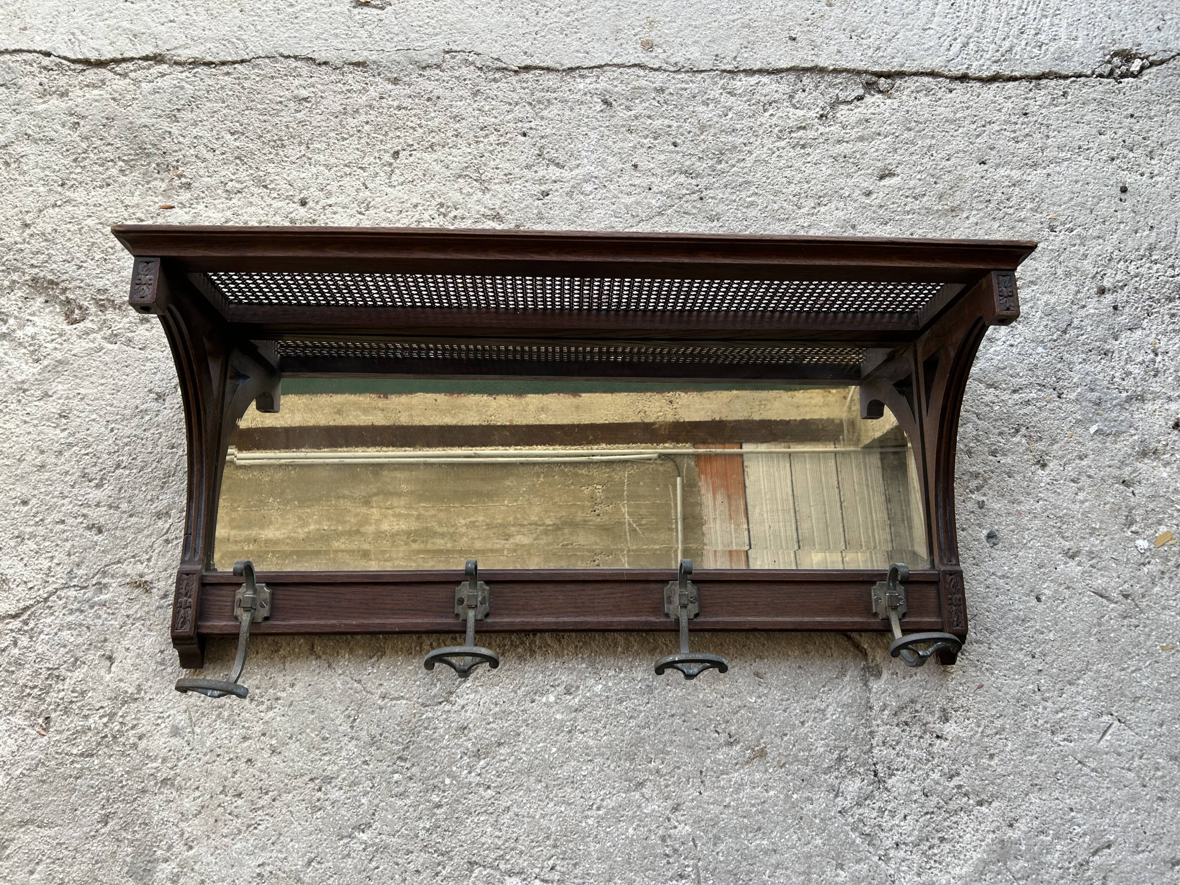 Antique coat rack/wall mirror
