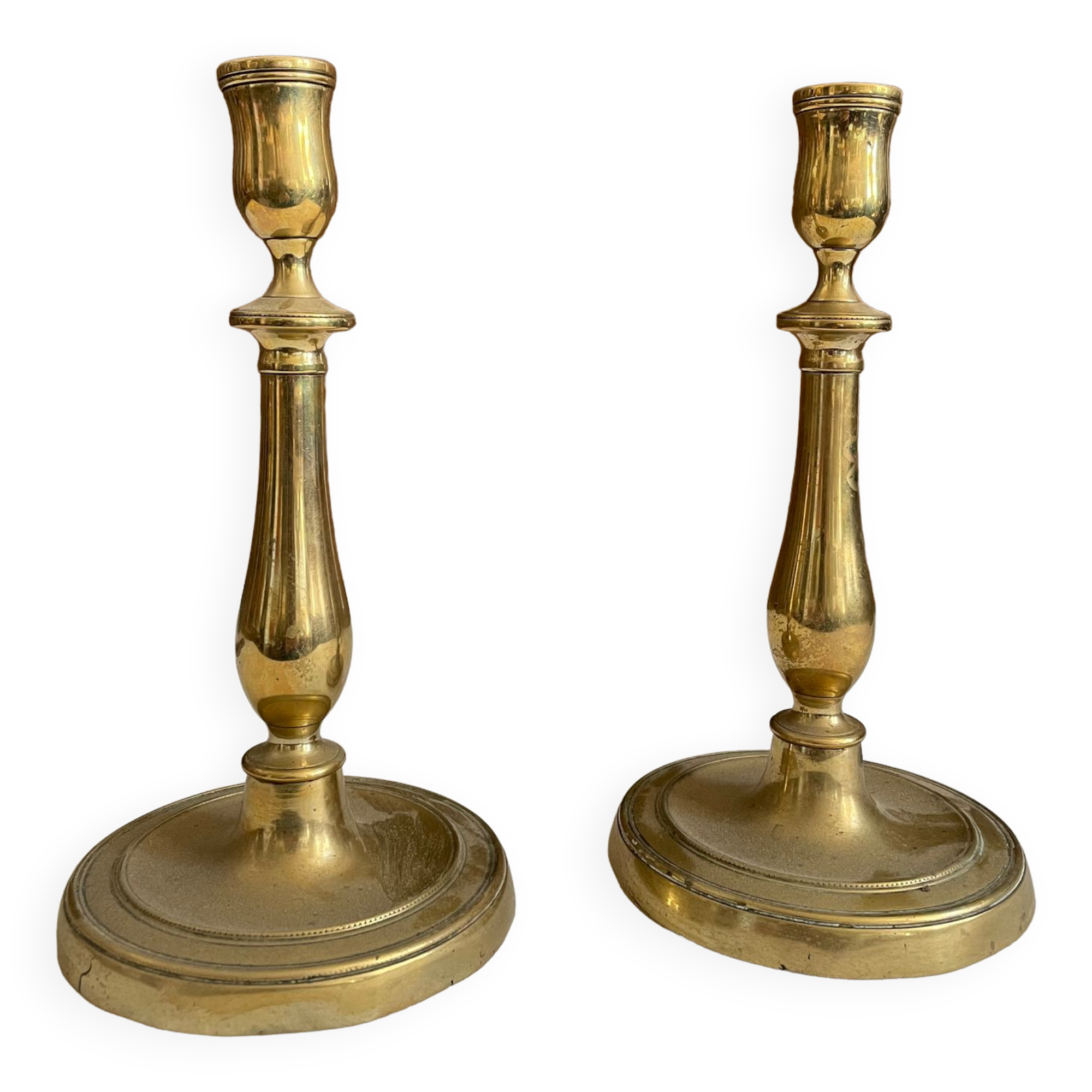 Pair of brass candle holders