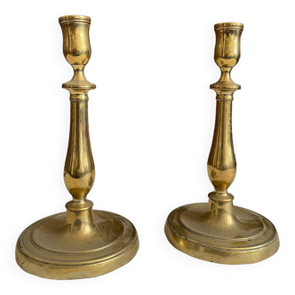 Pair of brass candle holders