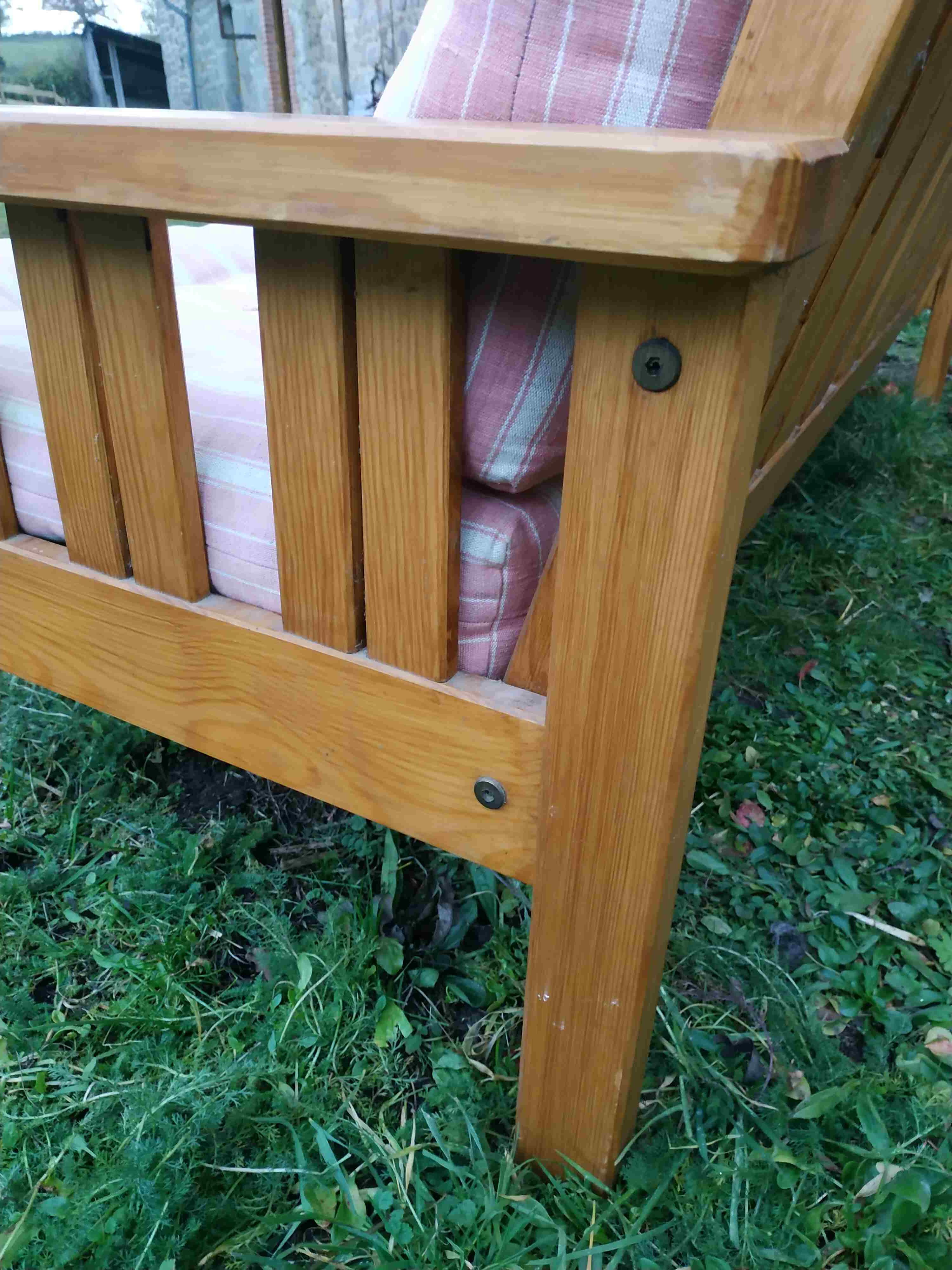 Pine sofa 3 places seventies