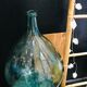 Dame Jeanne green/turquoise bubbled glass