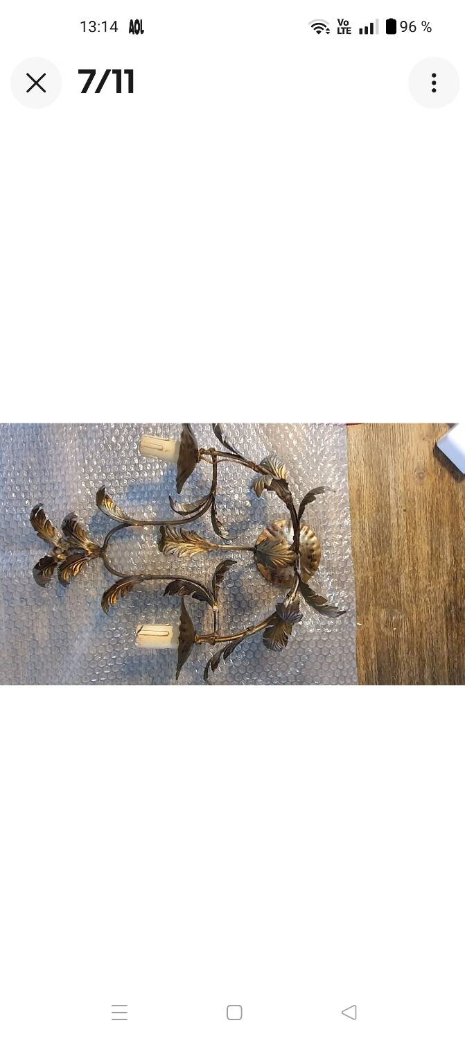 Pair of 1960s gold-tone metal wall sconces