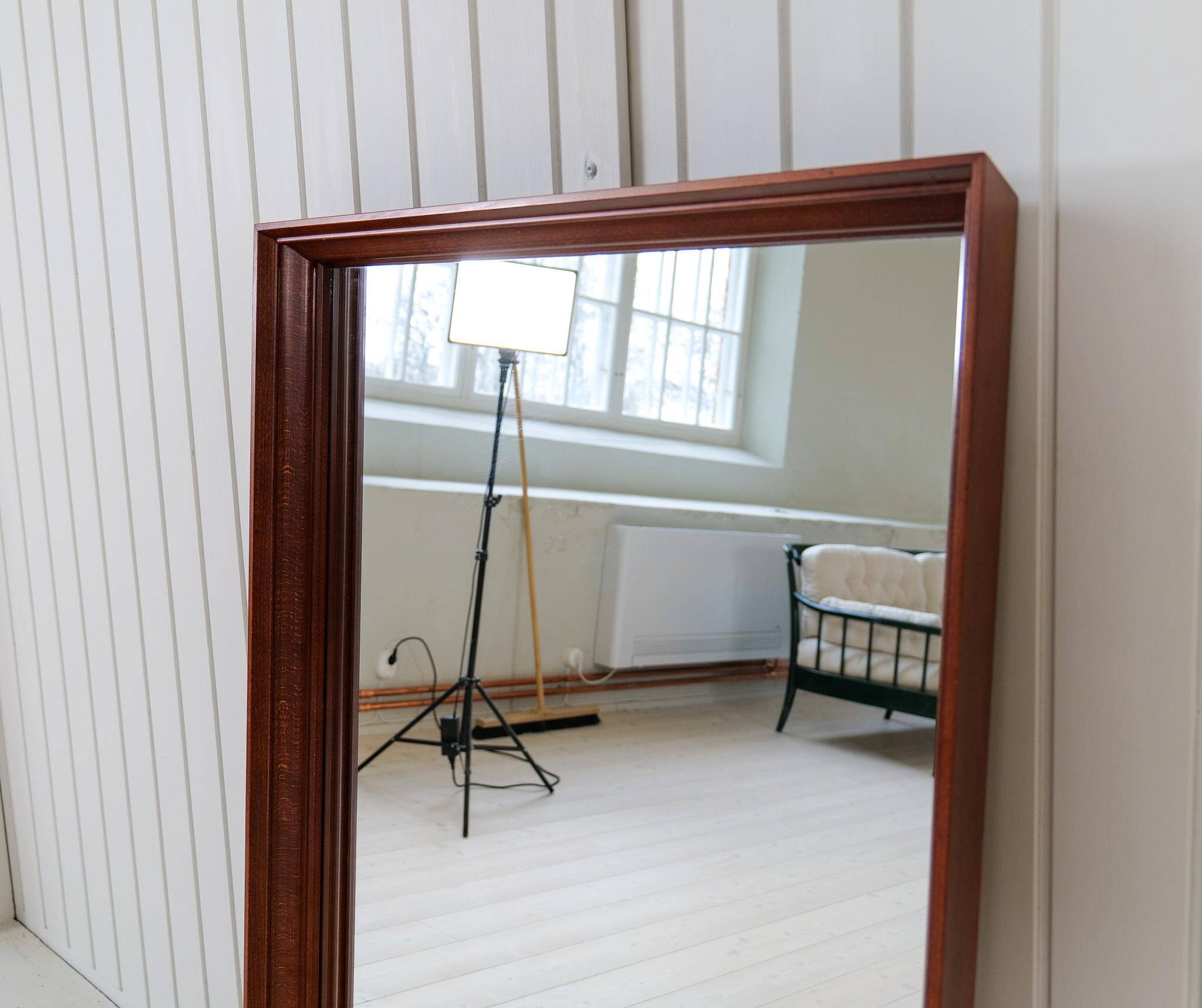 Mid-century modern walnut mirror, Sweden, 1960s