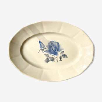 Oval dish DIGOIN Sarreguemines Blue flower