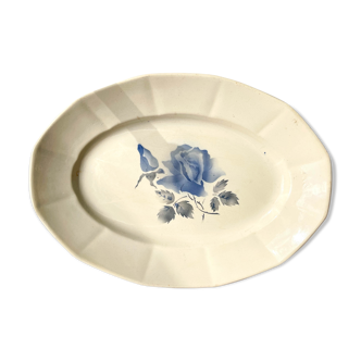 Oval dish DIGOIN Sarreguemines Blue flower