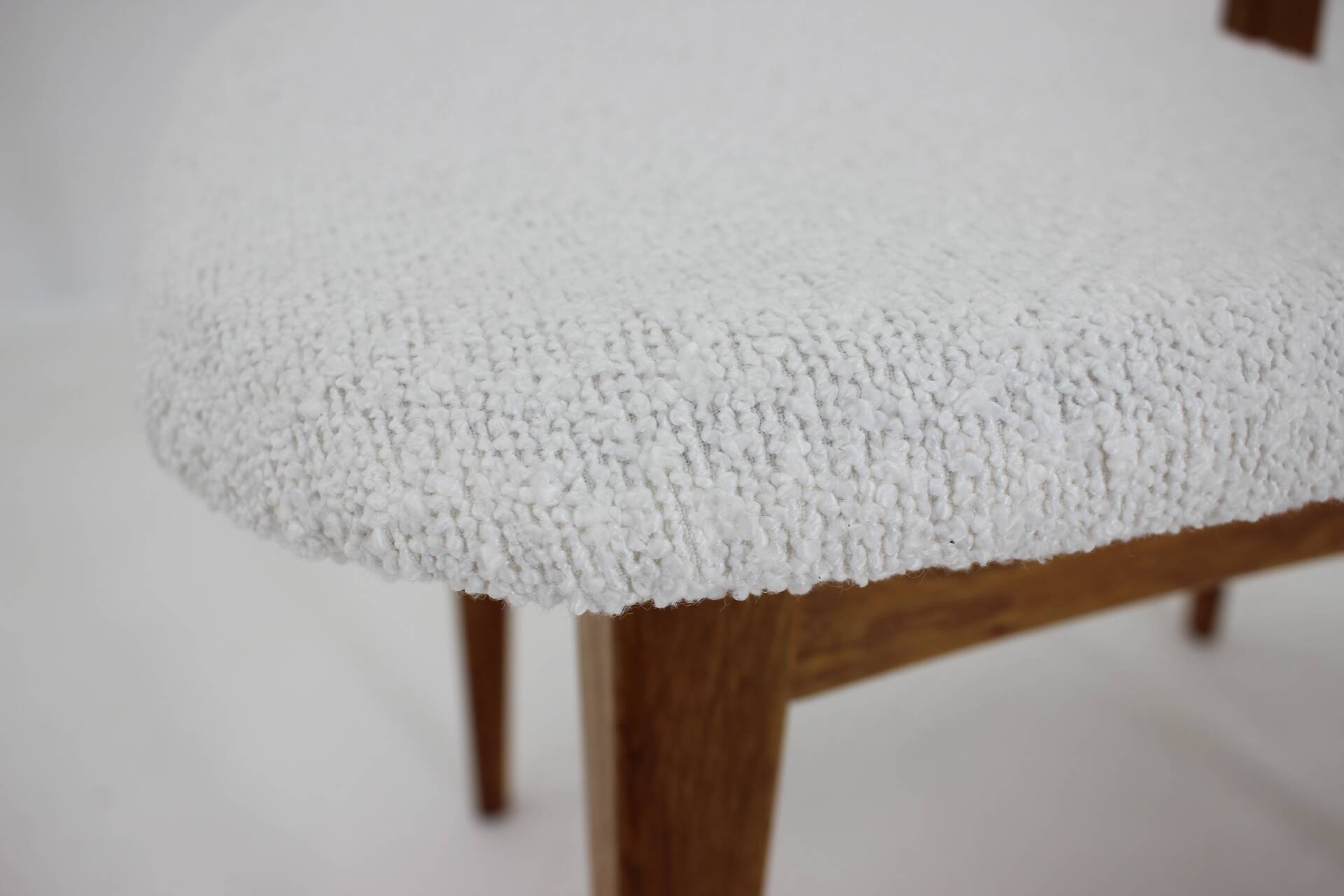 1960s Set of Three Oak Dining Chairs in Boucle, Czechoslovakia