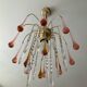 Vintage brass chandelier with glass drop pendants