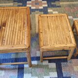 Mid century nest of 3 patinated bamboo tables, 1960s