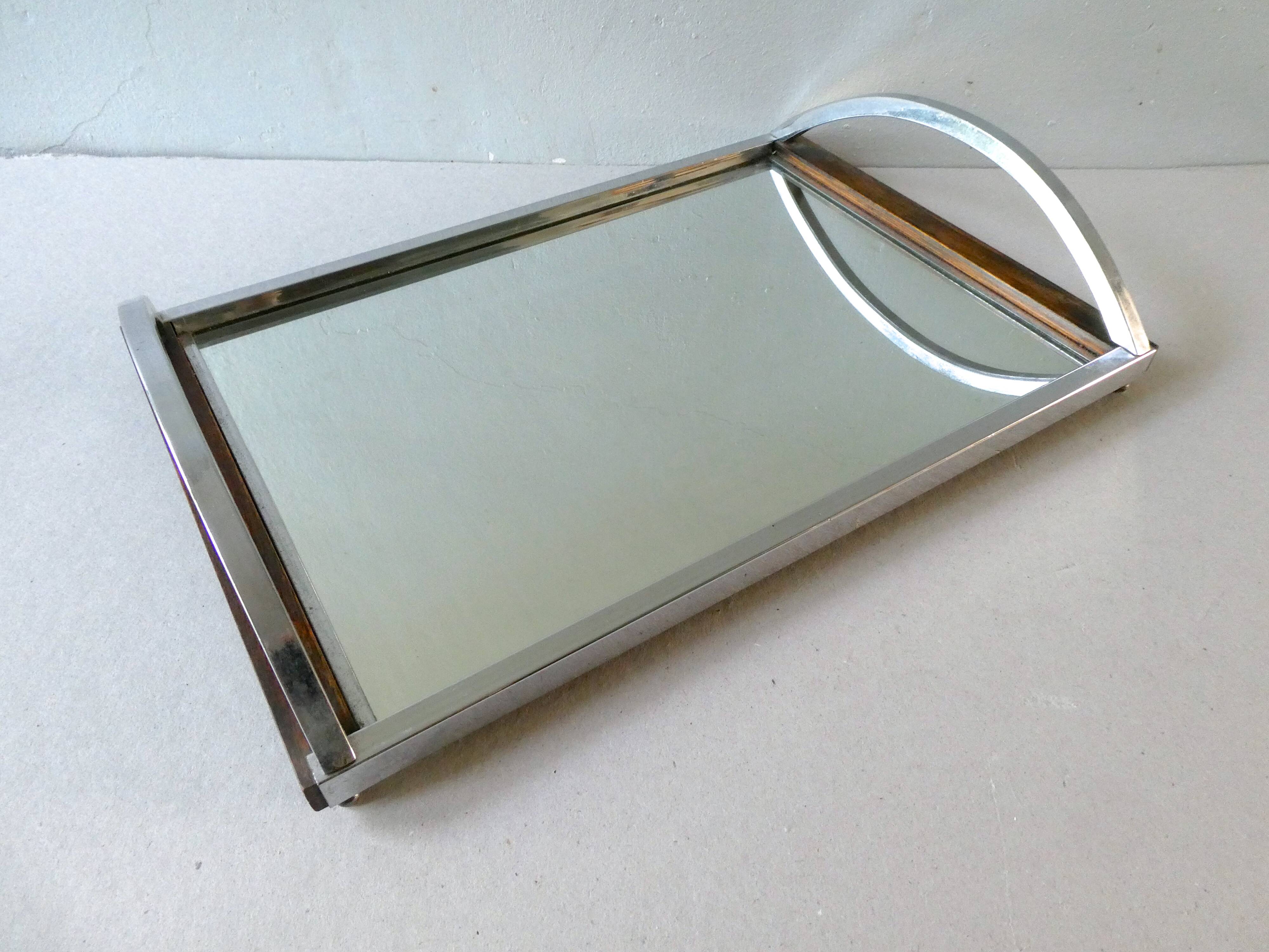 Modernist Art Deco Plateau, Mirror and Rosewood, 1930s