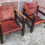 Pair of safari-style armchairs, 1930s