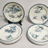 Table service 12 old plates iron earth rockery , faience exxonne