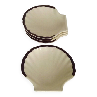 Set 4 french vintage emile henry cream porcelain coquille st jacques dishes 4461