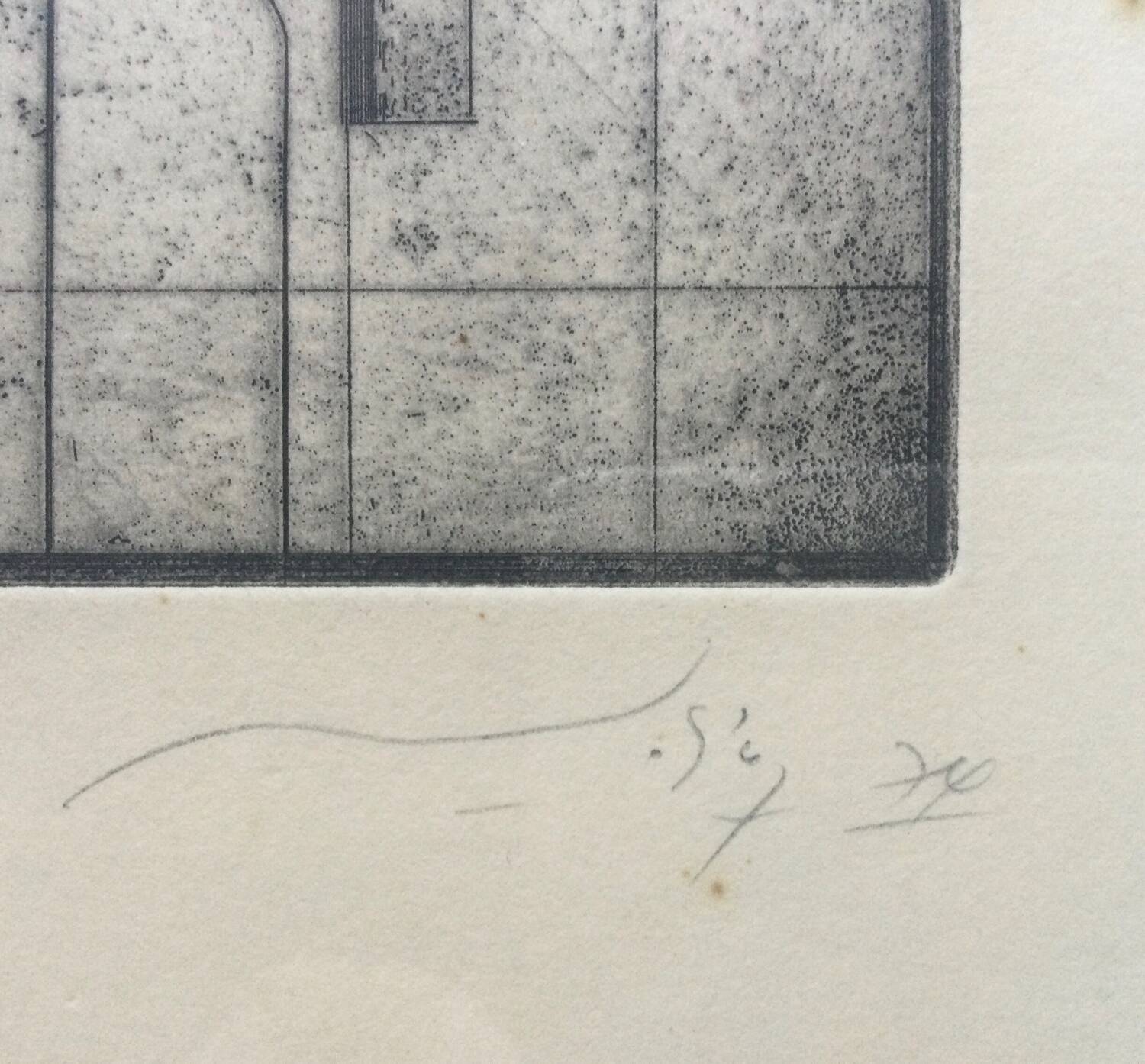 Adam lude döring (1918-1985). the smoker, 1974. etching and watercolour.