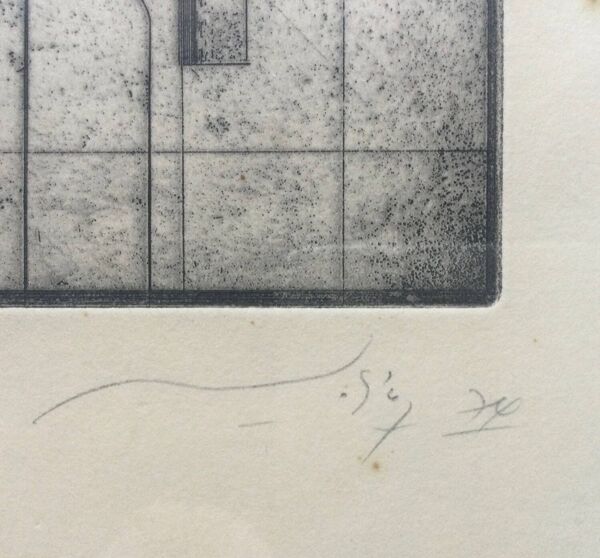 Adam lude döring ( 1918-1985).le fumeur,1974.eau-forte et aquarelle