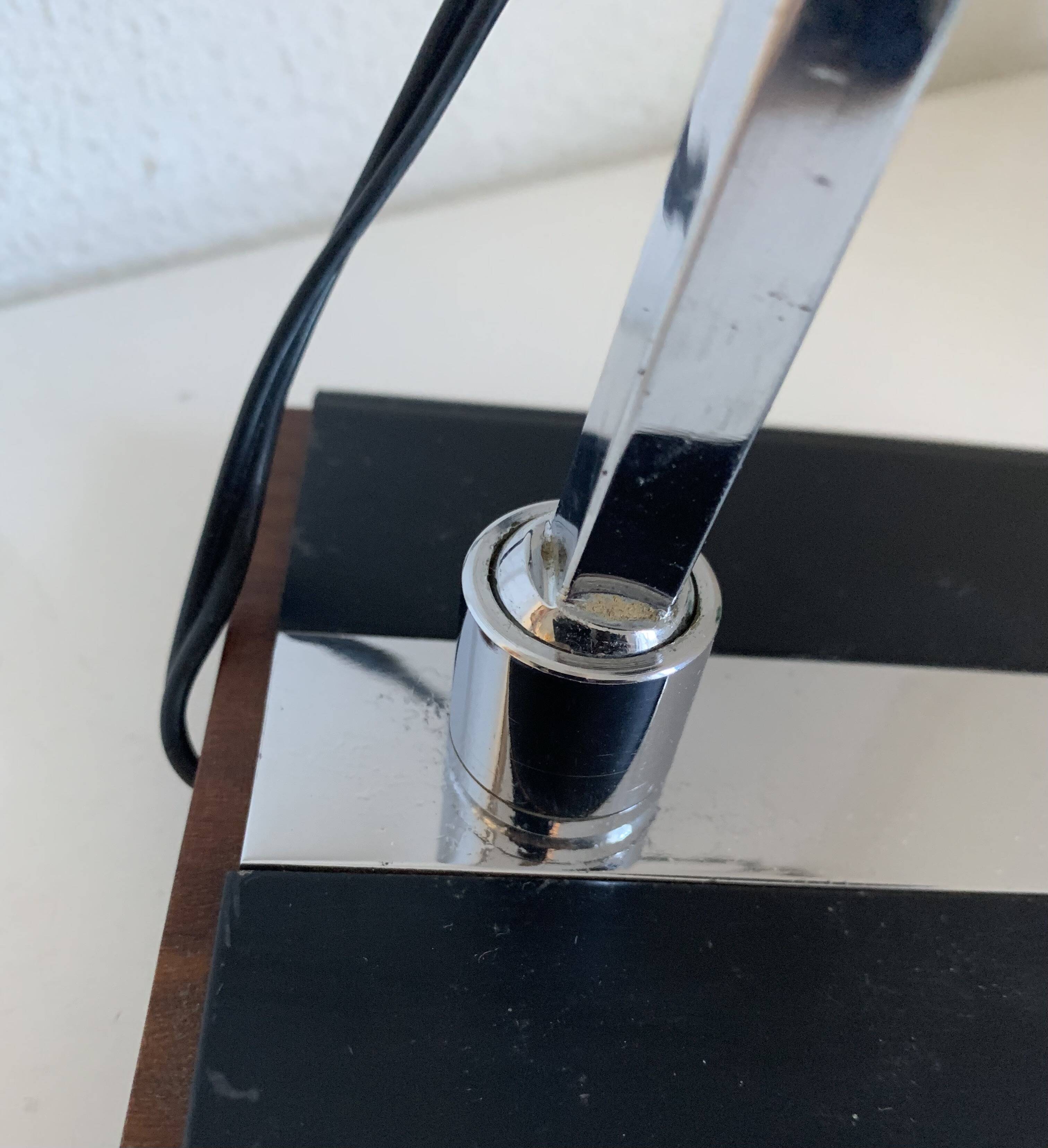 Large vintage 1960s black and wood eyeball design desk lamp - 50 cm