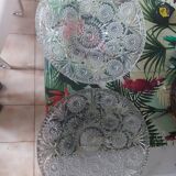 2 dishes or baskets in pressed moulded cut glass