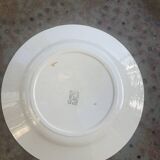 8 flat plates, Carnation model, art deco, CREIL ET MONTEREAU, floral pattern, old