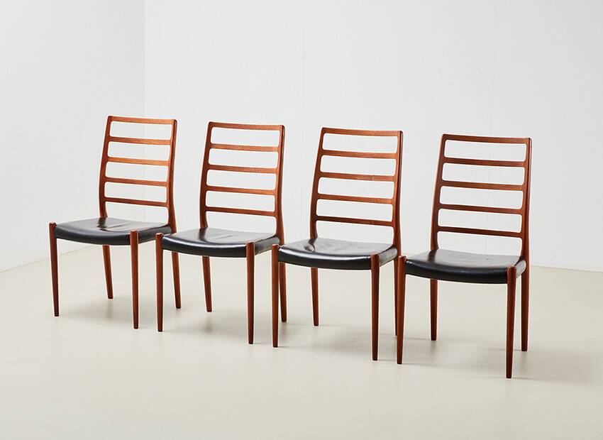 Niels Otto Moller Set of 4 Model 82 Dining Chairs for J.L. Mollers 1971