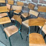 20 vintage mismatched industrial chairs school MULLCA tube & wood