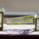 4 old glass, brass and mirror jewellery boxes