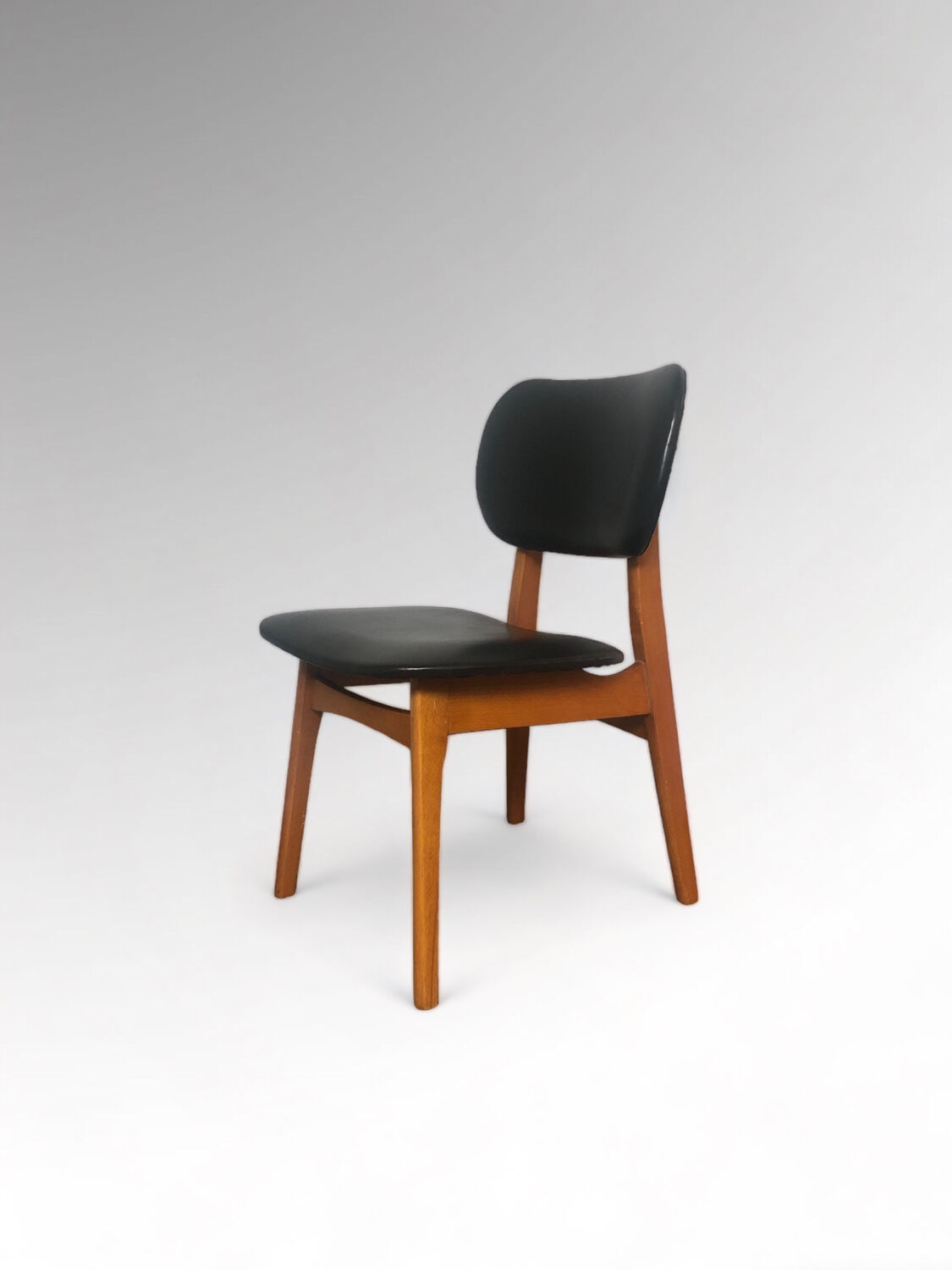 Vintage armchair in skai and beech Danish style 1960s