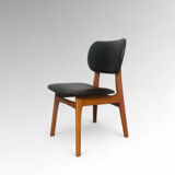 Vintage armchair in skai and beech Danish style 1960s