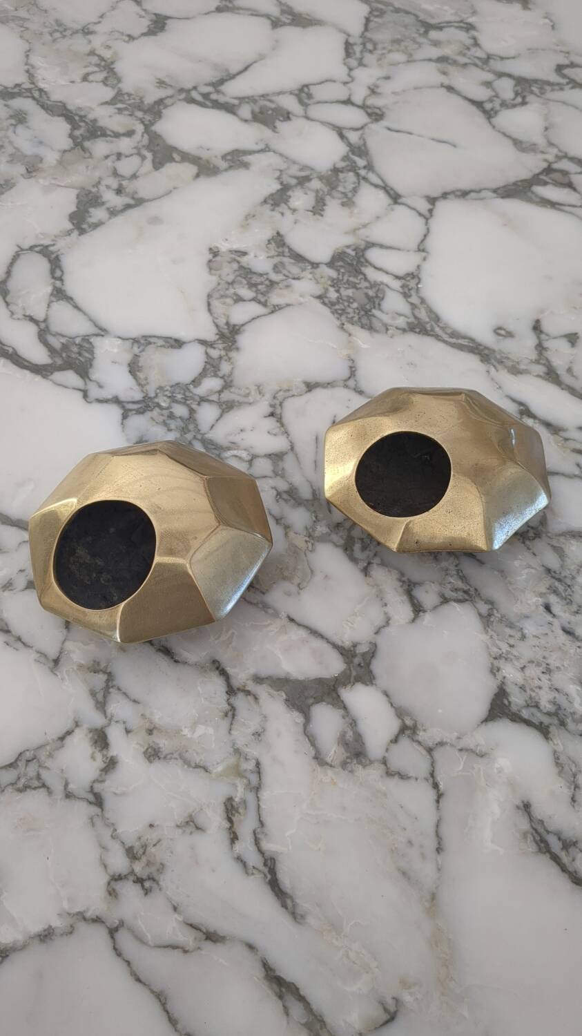 Duo of vintage polished brass ashtrays from the 70s