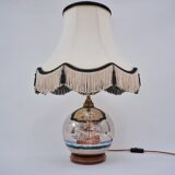Lampe de table antique en verre mercure, galion et navire, soufflé à la main, années 1920, anglais, recâblé