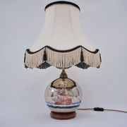 Lampe de table antique en verre mercure, galion et navire, soufflé à la main, années 1920, anglais, recâblé