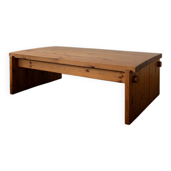Table basse en pin vintage Dymling Yngve Ekström Swedese, brutaliste, années 1970