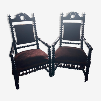 Paire de fauteuil gaudronés Napoléon III