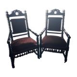 Pair of Gaudronés Napoleon III armchairs