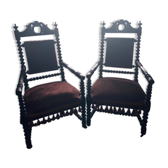 Pair of Gaudronés Napoleon III armchairs