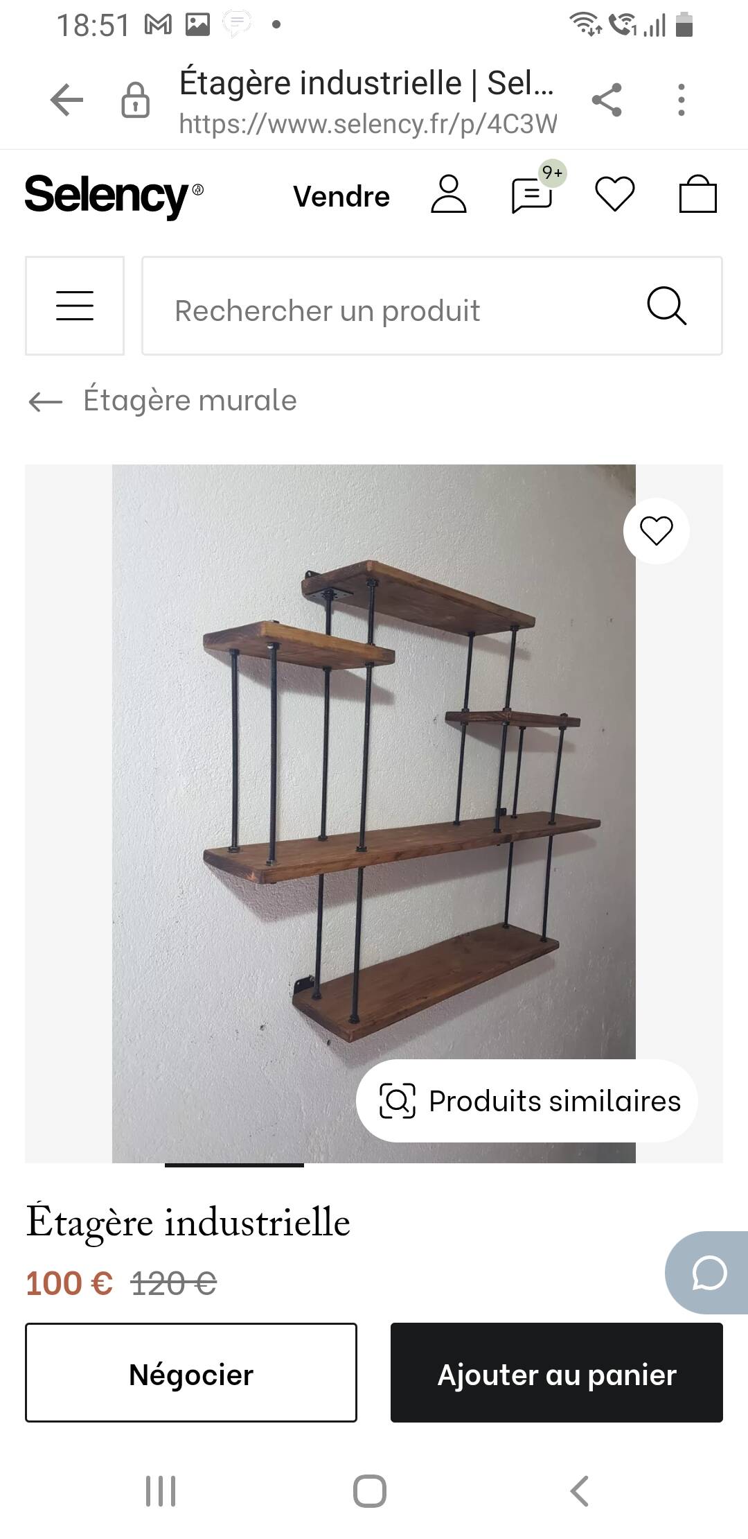 Industrial wall shelf
