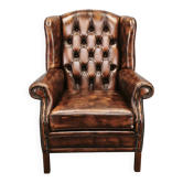 Contemporary Handmade Chesterfield Leather Wingback Armchair 2010s