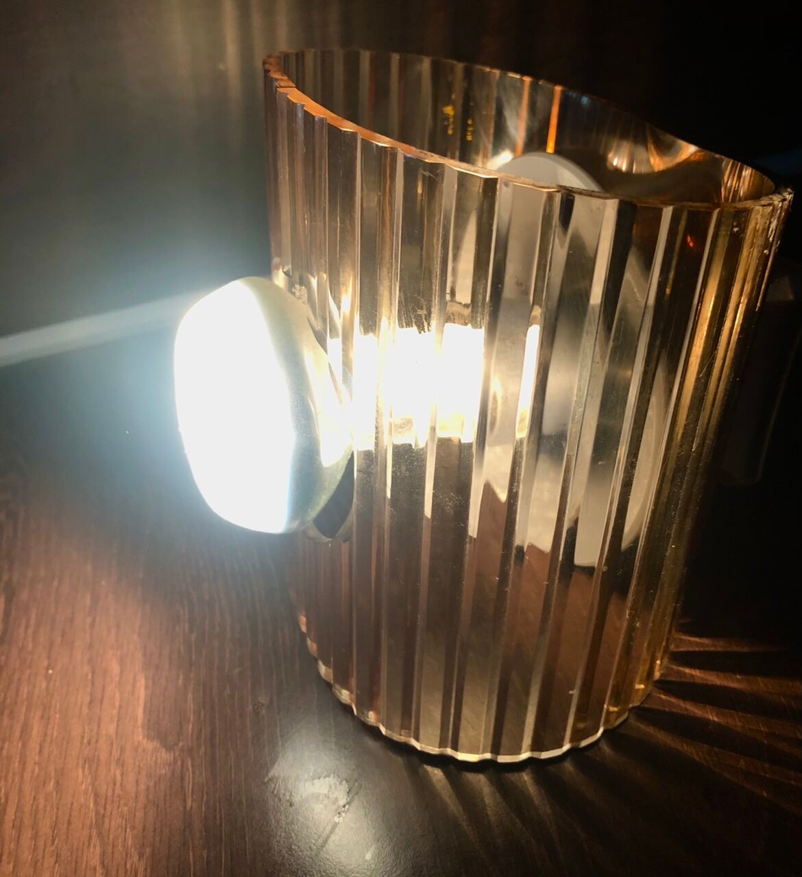 Set of 3 vintage wall lamps in smoked plexiglass, circa 1970's