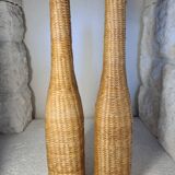 Glass and wicker bottle