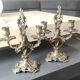 Pair of Candelabra in Louis XV/Rocaille Style, 2 lights. In gilded bronze, 19th century.