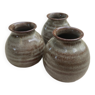 Set of small stoneware vases